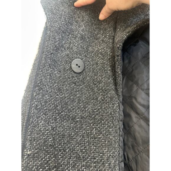 Kenneth Cole Smokey Gray Wool Blend Fux Fur Collar Zip Up Coat - Picture 6 of 8